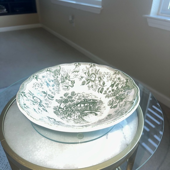 Vintage C.P. Ironstone Bowl – Green Transferware – English  10-91 - Picture 5 of 5